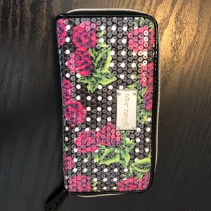Betsey Johnson rose & sequin wallet
